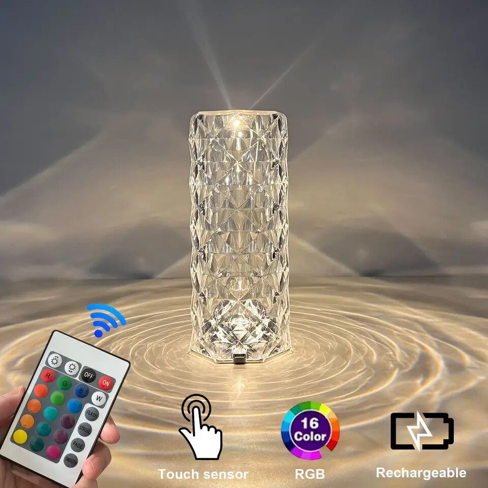 Acrylic Crystal Table Lamp Touch Induction Charging Night Light Bar Restaurant Desktop Decoration Lamp Atmosphere Lamp