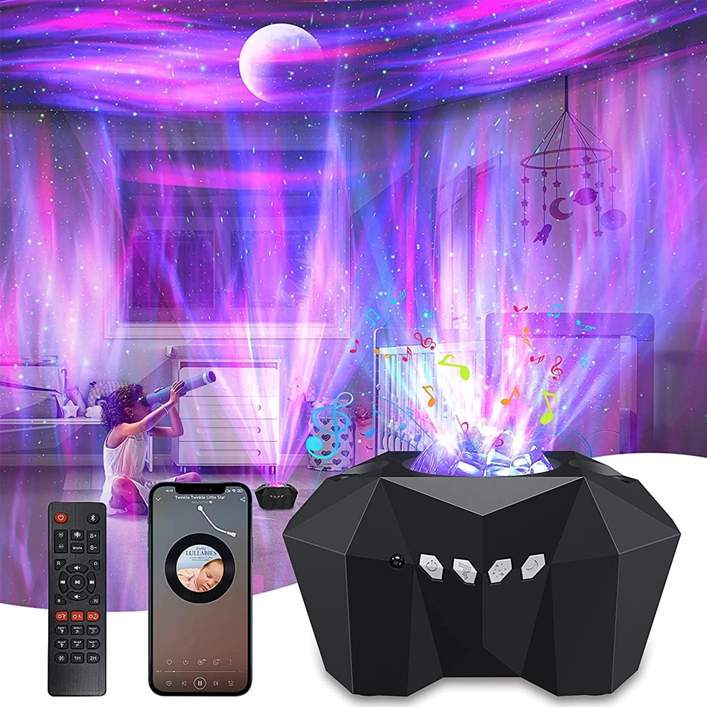 Star Lights Aurora Galaxy Moon Projector with Remote Control Sky Night Lamps Kids Adults Gifs Bluetooth Music Speaker Home Decor